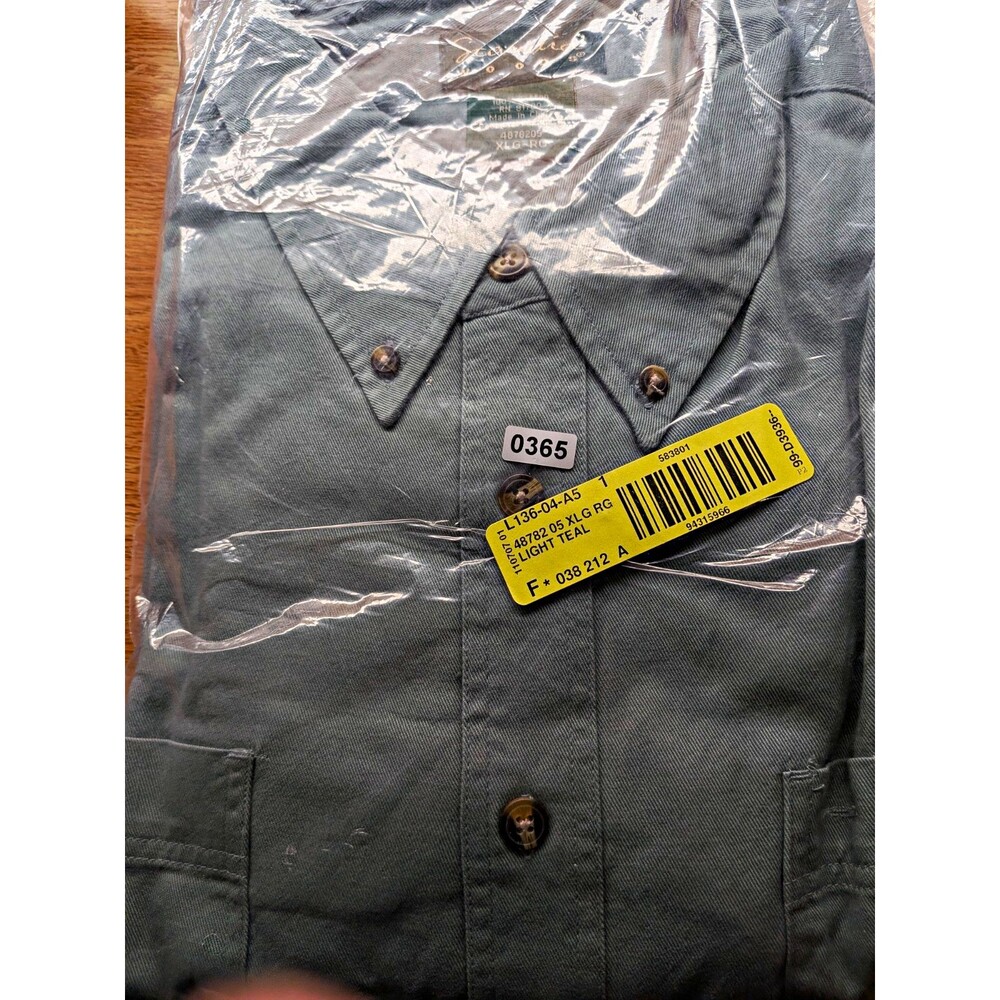 VTG Scandia Woods Shirt Mens XL Solid Light Teal Sturdy 100% Cotton New in Pkg